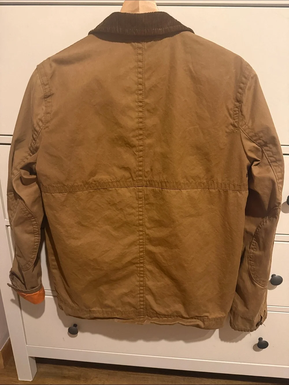 Men's American Eagle Brown Canvas Jacket with Corduroy Collar